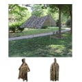 Miniatyrbillede 6 af 8: 3 i 1 regnponcho vandtæt letvægts bærbar multifunktionel udendørs vandreregnfrakke Army Green