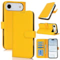 Compatible with iPhone Air Stand Case Litchi Texture Genuine Cowhide Wallet Case RFID Yellow