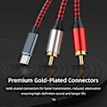 Pikkukuva 3 / 5: USB Type C - 2 RCA -audiokaapeli, Type-C RCA -kaapeli, USB-C -audiolinja, yhteensopiva kotiteatterivahvistimen, DVD:n, TV:n ja kaiuttimen kanssa (0,5 m / 1,6 jalkaa) - B5