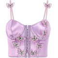 Miniatyrbillede 1 af 5: Silke Satin Butterfly Applikation Push Up Bustier Korset BH XS