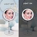 Miniatyrbillede 4 af 5: 10X Forstørrelses Makeup Spejl Med Lys LED Kosmetiske Spejle Rund Form Bordplade Vanity Spejl Dobbeltsidet Baggrundsbelyste Spejle Sølv