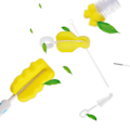 Miniatyrbilde 8 av 8: Babyflaskebørste sett blå avtakbart håndtak hulldesign svamp nylon PP rustfritt stål 360 graders rengjøring flaskebørste rengjøringsmiddel