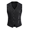 Miniatyrbillede 4 af 5: Forretningskvinders Solid Farvet V-hals Formel Vest - Sort