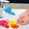 Miniatyrbillede 1 af 5: 3 stk. Vandhane Forlænger til Børn Baby Hænder Vask Tegneserie Dyr Vaske Design Badeværelse Vask And+Elefant+Delfiner 10*8cm