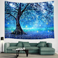 Miniatyrbild 4 av 5: Väggbonad Magisk Skog Blått Träd Väggbonad för Sovrum Vardagsrum - 130x150cm