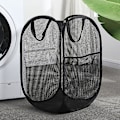Miniatyrbilde 4 av 5: Klesvask Kurv Sett med 2, Sammenleggbare Pop Up Mesh Vaskekurver Vaskepose Sammenleggbar Vaskekurv med Håndtak, Svart