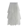 Miniatyrbilde 4 av 5: Champagne Mesh Tulle-skjørt for kvinner - Elastisk midje A-linje Midi Ballet Prom Party Kjole