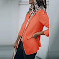 Miniatyrbilde 5 av 5: Uformell langærmet blazer for kvinner - Sjal krage blazer 5XL oransje