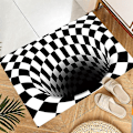Miniatyrbild 3 av 5: Svartvit Rutig 3D Visuell Golvmatta