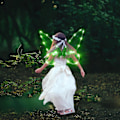 Miniatyrbilde 1 av 4: Lysende sommerfuglfevinger for jenter og kvinner - Halloween Cosplay Grønn