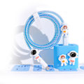 Miniatyrbild 1 av 5: Laddare skyddande lock astronaut andningsbar enkel installation silikon laddare kabelskydd för 18W 20W laddare 4-delad set (blå)