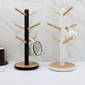 Miniatyrbilde 2 av 5: Treformet trekoppholder med 6 kroker - Oppbevaringsstativ for kaffe- og tekopper i tre