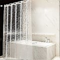 Miniatyrbillede 1 af 5: Bruseforhæng 180*180 Halvgennemsigtigt 3D Vandkube Design Badeforhæng EVA Vandtæt og Skimmelsikker Resistent Vaskbart Tykt Badeværelsesforhæng 1