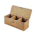Miniatyrbild 1 av 5: Förvaringskorg i sjögräs med lock - Rektangulär korg i rotting för organisering av toalettpapper, snacks och leksaker