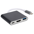 Miniatyrbild 1 av 8: USB C-adapter 3.1 3-i-1-hubbkonverterdocka High Definition Multimedia Interface 4K svart grå