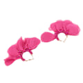 Miniatyrbillede 5 af 8: Store Større Stof Blomster Dangle Øreringe Intrikate Perle Håndlavede Stof Kronblad Hoop Øreringe til Kvinder Piger Ferie Bryllup Rose Rød