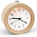 Miniatyrbild 1 av 3: Väckarklocka Batteridriven Snooze-funktion, Icke Tickande Analog Väckarklocka i Trä, Nålklocka