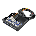 Miniatyrbillede 5 af 5: 4xUSB3.0 19pin Hub Drev Bay Frontpanel Til PC Computer Sort Hurtig Opladning