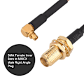 Miniatyrbillede 3 af 8: SMA hun til MMCX han retvinklet RF pigtail koaksialt forlængerkabel RG316 25 cm