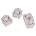 Miniatyrbillede 7 af 8: Miniature Sofasæt Simulering Blød Dukkehus Sofa Tilbehør med Puder til 3 År Gamle og Der Over