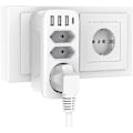 Pikkukuva 1 / 5: 7-in-1 Pistorasia-adapteri USB-laturilla - 3 Pistorasiaa, 3 USB-porttia, 1 Type-C-portti (Valkoinen)