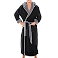 Miniatyrbillede 1 af 3: Hættetrøje Mænds Fleece Badekåbe Natkjole Dressing Gown 3XL Sort Grå