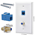 Pikkukuva 5 / 5: 2 Pakkausta Ethernet Coax Seinälevy Pistorasia 1 Cat6 Portilla ja 1 Kullatulla Coax F Type Portilla RJ45 Wa