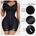 Miniatyrbillede 3 af 5: Colombiansk Taljetræner Bodysuit - Body Shapewear til Kvinder, Slankende Underkjole, Push Up Effekt XXXL Sort