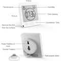Miniatyrbild 3 av 5: Vit Badrumsklocka, Vattentät Touchkontroll Duschklocka, LCD Digital Alarm, Hygrometer Termometer, Nedräkningstimer, Batteridriven, för Kök