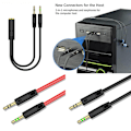 Miniatyrbillede 2 af 8: Splitter-hovedtelefon til computer 3,5 mm hun til 2 han hovedtelefonmikrofon lyd Y-splitterkabel
