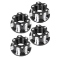 Miniatyrbilde 6 av 8: 4 stk M4 utskjæringssekskantmuttere aluminiumslegering Passer til HSP Sakura D3 D4 1/10 RC CarBlack