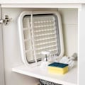 Miniatyrbild 5 av 5: Grå Hopfällbar Diskställ med Bestickhållare, Perfekt för Husägare eller Camping, Brottsäker, Utrymmesbesparande Design