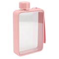 Miniatyrbild 3 av 8: Platt vattenflaska plast läckagesäker transparent fyrkantig bärbar A5 papper vattenflaska 380ml rosa