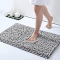Miniatyrbild 2 av 5: Halkfri Badrumsmatta, Mjuk Chenille Mikrofiber Badrumsmatta, Absorberande Badrumsmatta, Maskintvättbar - 41x61cm, Grå