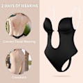Miniatyrbillede 2 af 5: Dyb V-hals Stropløs Rygløs Bodysuit Shapewear til Kvinder XL Sort