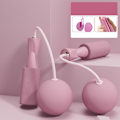 Miniatyrbillede 1 af 5: Trådløst hoppereb dobbeltlejet vægtet sjippetov Fitness eksamen hoppereb til voksne studerende børn Pink