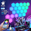 Miniatyrbild 1 av 5: Bluetooth RGB Hexagon LED Vägglampa Set för Inomhus Dekoration - App Fjärrkontroll, Perfekt för Datorspelrum och Sovrumsbelysning (5 st)