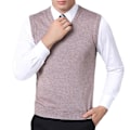 Miniatyrbilde 1 av 3: Høstv-hals strikket vest for menn 3XL Beige