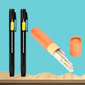 Miniatyrbild 5 av 8: Auto Vanishing Läder Tyg Marker 2st Pennskal 20 Wax Strips Disappe Pens
