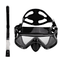 Miniatyrbilde 7 av 8: Justerbart snorklesett for voksne, snorkelbrille og pustetube, snorkleutstyr for voksne til svømmetrening, svart