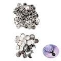 Miniatyrbilde 1 av 8: 100 sett pinner tilbake knappdeler solid metall plast rustfri utjevning knapp Making rekvisita for badge DIY 37MM
