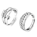 Pikkukuva 3 / 8: 2 kpl etusormusyhdistelmä Unisex Open Multi Circle Rotating Bead -seoskorut Sormen lisävarusteet