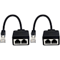 Pikkukuva 1 / 5: (1 pari) RJ45 1 uros - 2 naaras -sovitin Ethernet LAN-kaapelin jatkamiseen cat. 5/6. Surffaa netissä samaan aikaan