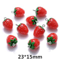 Pikkukuva 1 / 5: 5 kpl Hartsi Punainen Mansikka Riipukset Eri Kokoja Korujen Valmistukseen DIY Tarvikkeet Kaulakoru ja Korvakoru Tarvikkeet 23x15mm
