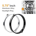 Miniatyrbillede 4 af 4: Universal Sort 5.75 Tommer Aluminium Rund Forlygtehus Forlygte Ring Monteringsbeslag Motorcykler