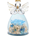 Miniatyrbillede 1 af 5: Glasengelstatue med lilla blomster - Perfekt mors dags gave 4.3X2.9in robin blå
