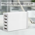 Miniatyrbilde 8 av 8: 8A 5-porters USB-skrivebordslader for hjemmekontor, hurtiglading av enheter (US 100V-240V) Hvit US