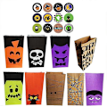Miniatyrbilde 4 av 5: 72 stk Halloween Godteposer og 72 stk Halloween Klistremerker, Gaveposer Matpapirposer for Godteri, Kjeks, Nøtter, Halloween Dekorasjon