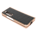 Miniatyrbild 4 av 8: Phone case Cover för Samsung Galaxy Z Fold 4 Nanoplätering Krokodilmönster äkta läder Repsäkert Svart