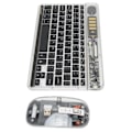 Miniatyrbillede 5 af 8: Transparent trådløst tastatur og mus-kombination 3 tilstande forbindelse baggrundsbelyst tastatur mus til tablet-pc mobiltelefon sort